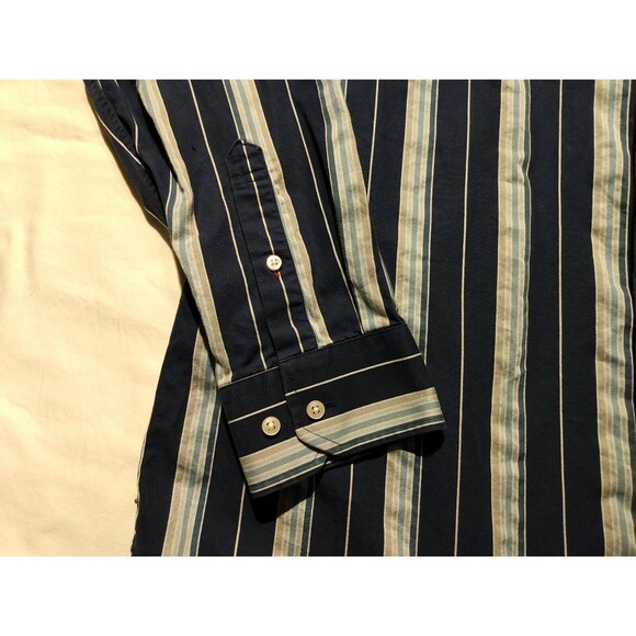 Tommy Hilfiger Men  Shirt Sz XL Cotton Long Sleeves Striped Blue Business - Picture 3 of 7